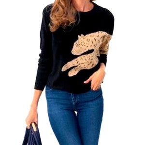 Tuckernuck black cheetah wool blend pullover sweater